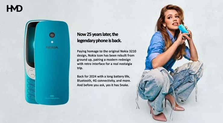 Hình ảnh tiếp thị Nokia 3210 (2024) thế hệ mới.