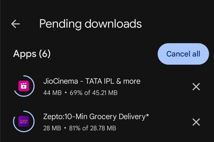 Google Play đã cho tải 2 ứng dụng cùng lúc.