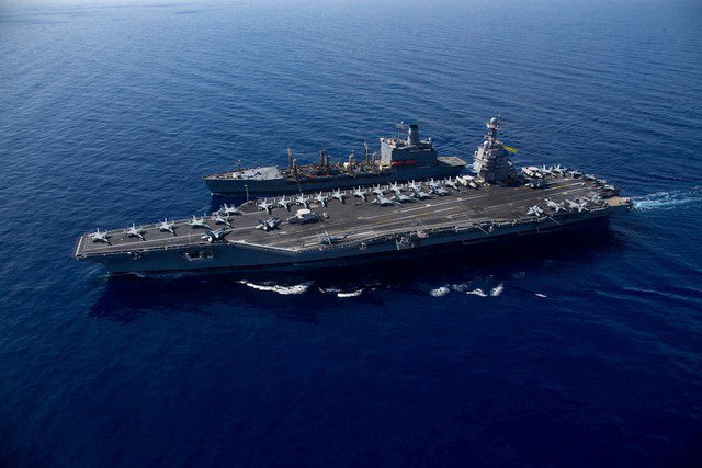 USS Gerald R Ford, tàu sân bay mới nhất của Mỹ, là tàu sân bay duy nhất đang hoạt động trên thế giới được trang bị hệ thống phóng điện từ. Ảnh: Reuters
