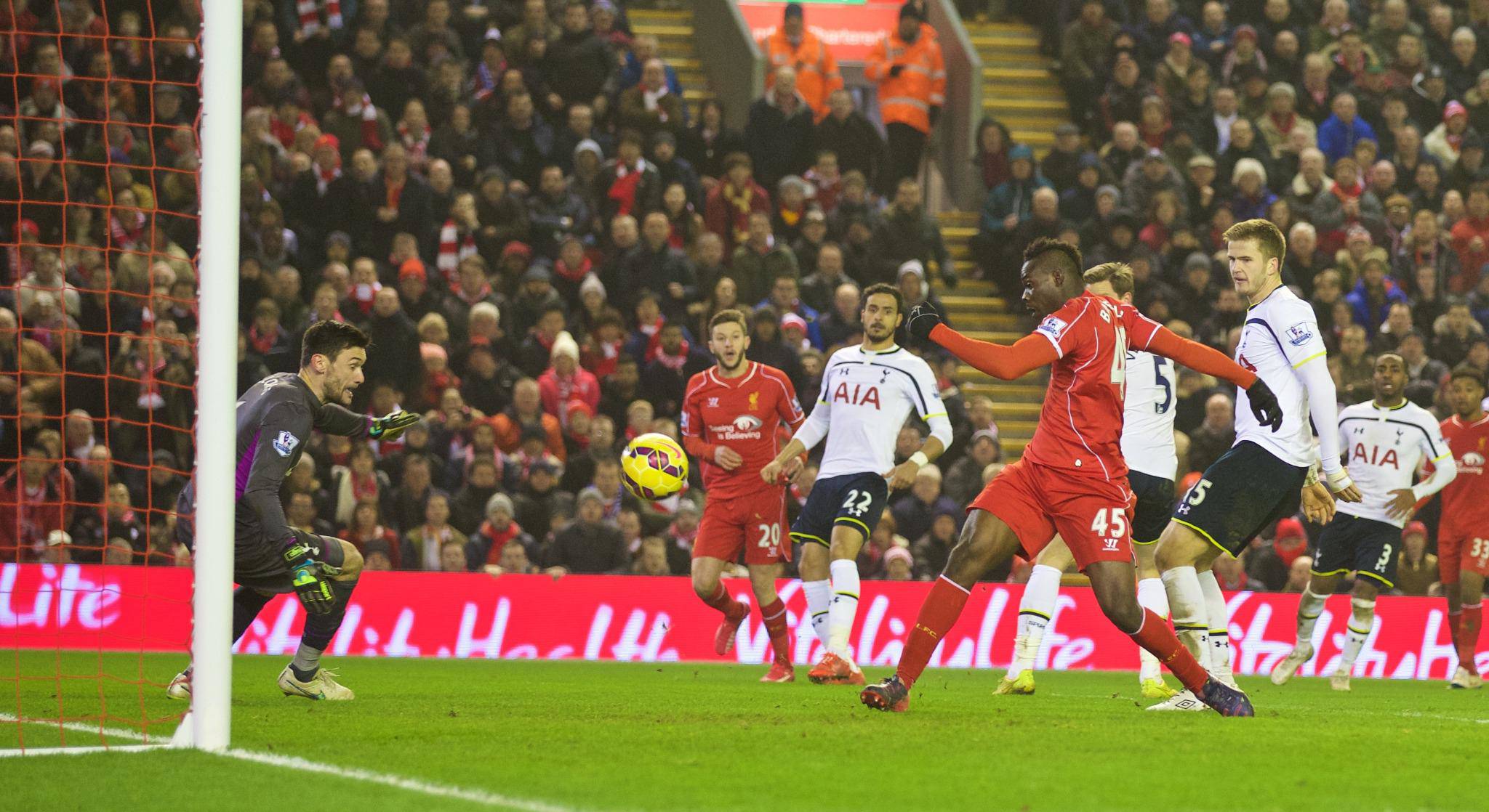 Balotelli scored his first goal for Liverpool against Tottenham in a 3-2 win in 2015