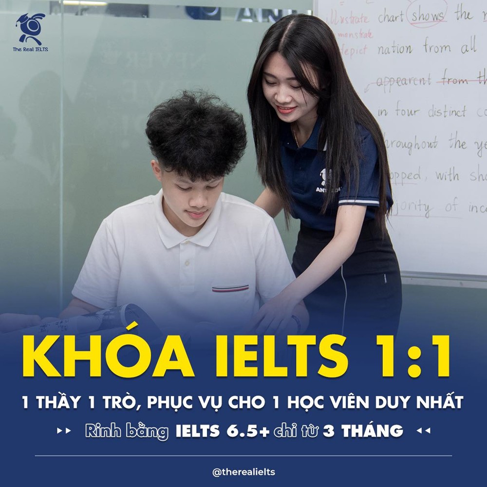 The Real IELTS cung cấp các lớp học 1:1 chất lượng cao