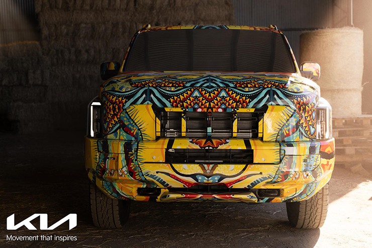 Kia Tasman pickup truck revealed in artistic camouflage - 2