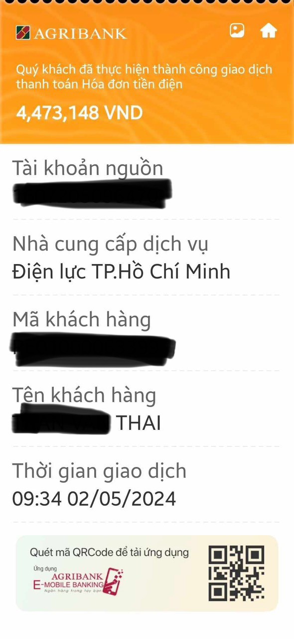 Hóa đơn tiền điện gần nửa triệu đồng của hộ gia đình anh Trần Văn Thái