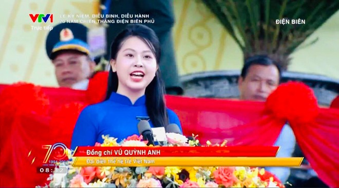 Quỳnh Anh phát biểu tại lễ kỷ niệm 