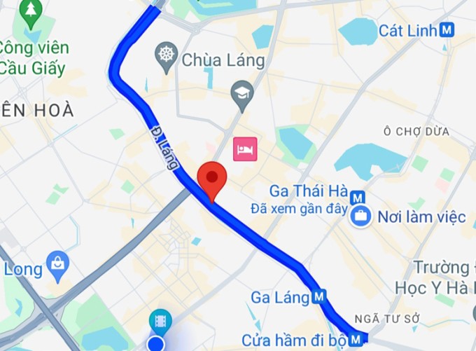 Vị trí, hướng tuyến đường Láng. Google map.