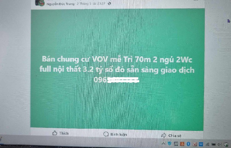 Trên các hội nhóm mua bán nhà chung cư, khá nhiều thông tin rao bán nhà nhưng ít giao dịch thành công