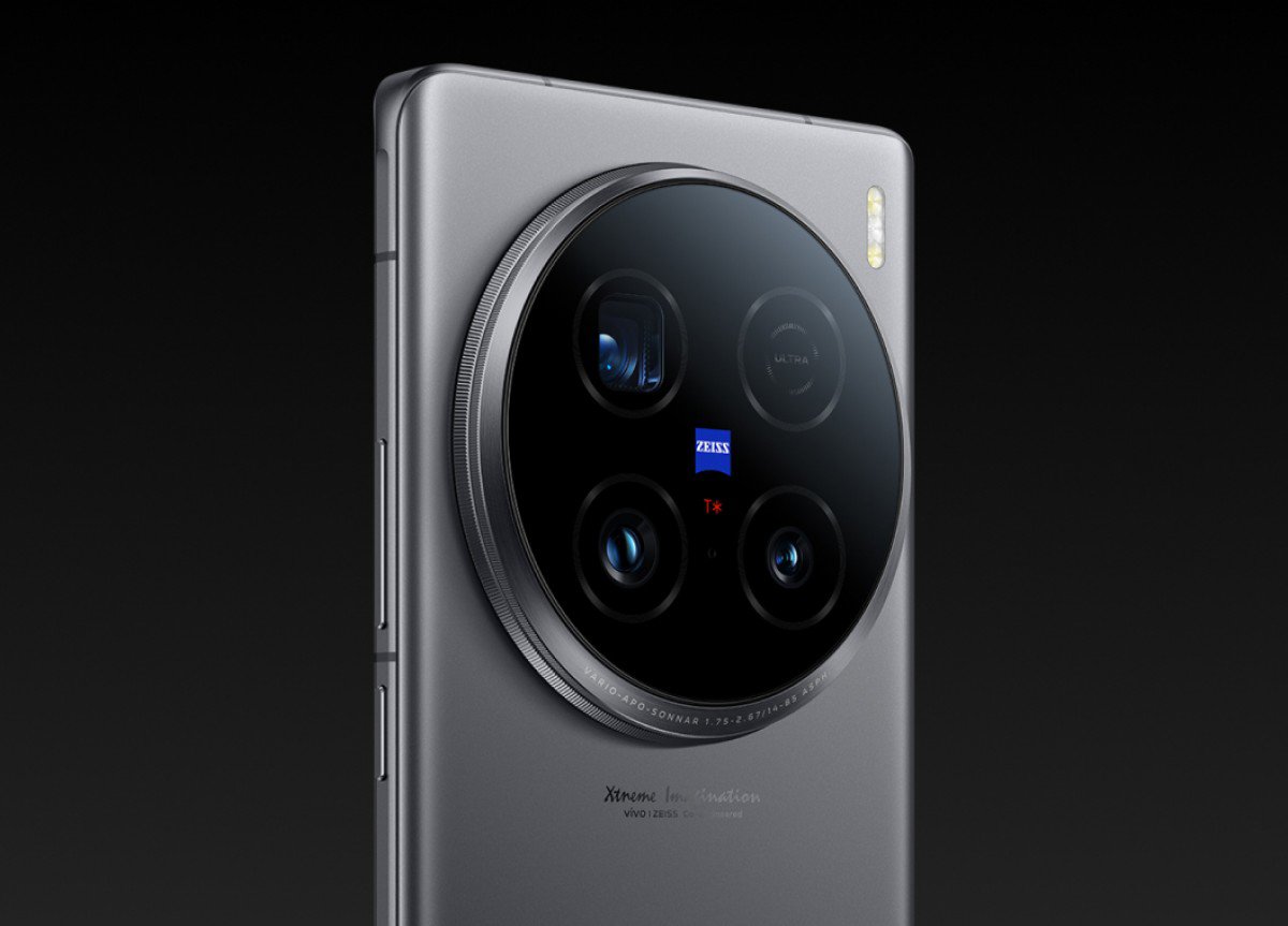 Close-up of the rear camera cluster of Vivo X100 Ultra.