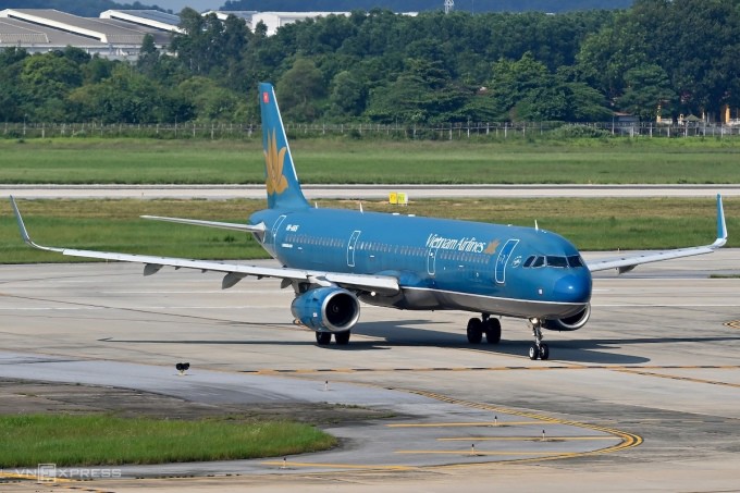 Máy bay của Vietnam Airlines tại sân bay Nội Bài, tháng 1/2024. Ảnh: Giang Huy