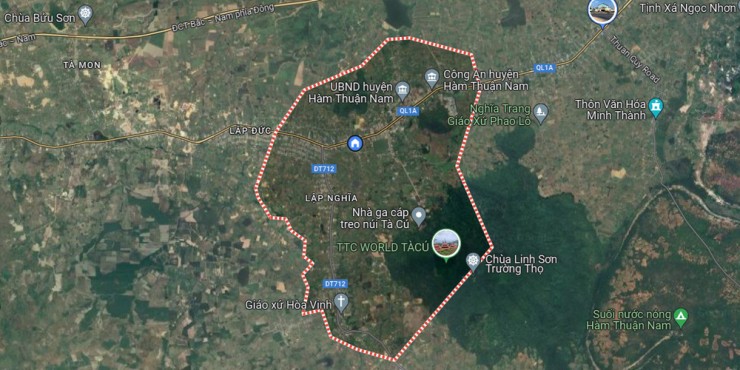 Địa giới hành chính thị trấn Thuận Nam, nơi có dự án của Công ty Việt Nam Xanh. Ảnh GOOGLE MAP.