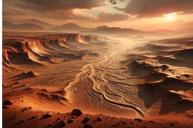 Cảnh quan ở khu vực Gale Crater của Sao Hỏa - Ảnh đồ họa: SCITECH DAILY
