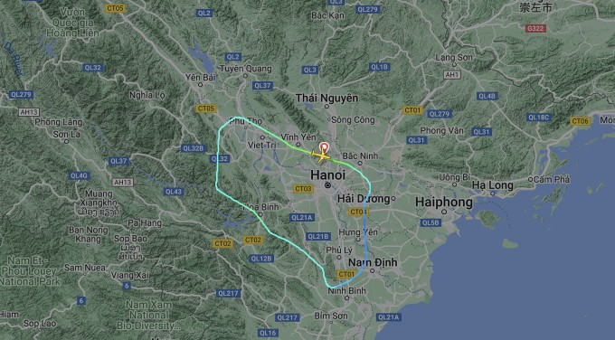  Hành trình chuyến bay VN1207 trên trang  Flightradar24. 