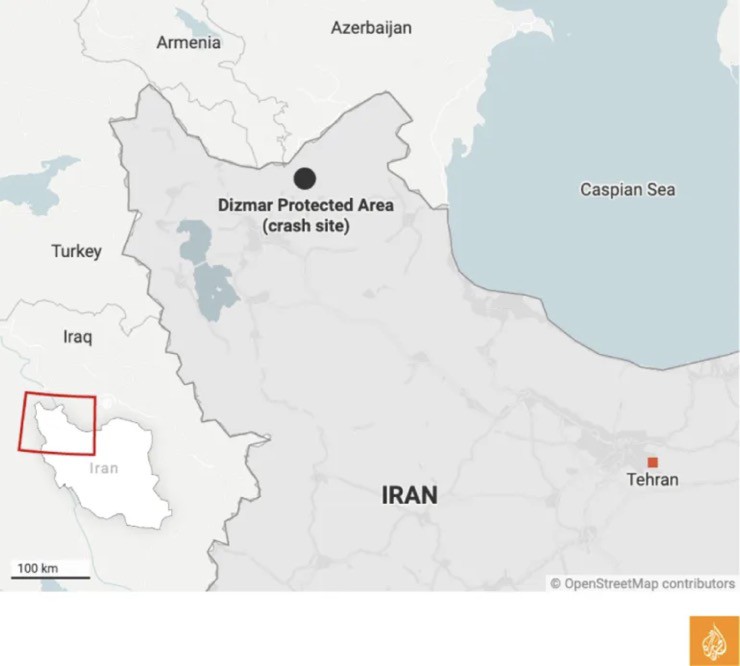 Vị trí trực thăng gặp nạn ở miền bắc Iran, gần biên giới Azerbaijan.