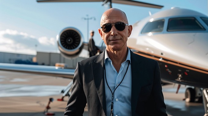Tỷ phú Jeff Bezos thường xuyên di chuyển bằng máy bay riêng. Ảnh: Wijet