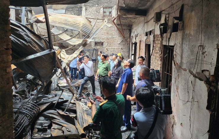 Hiện trường vụ cháy 14 người chết ở Hà Nội. Ảnh CTV