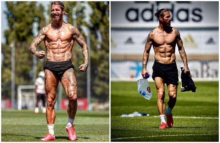 Sergio Ramos là trung vệ nổi tiếng có body vạm vỡ, anh từng gây choáng khi khoe body như quái vật trên sân cỏ.
