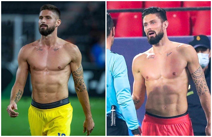 Olivier Giroud từng nhiều lần gây bão MXH với body cực phẩm trên sân cỏ.
