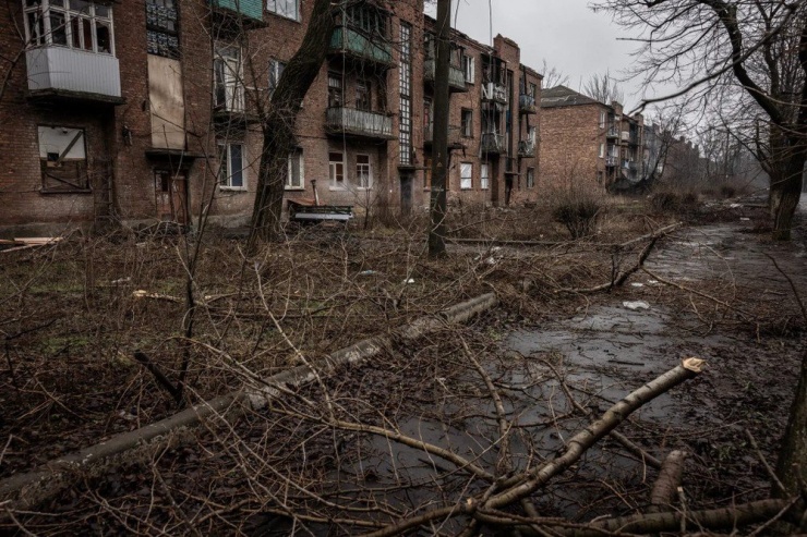 TP Chasiv Yar, tỉnh Donetsk (miền đông Ukraine) hồi tháng 1. Ảnh: THE NEW YORK TIMES