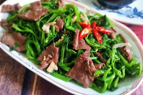 Món bò xào rau muống