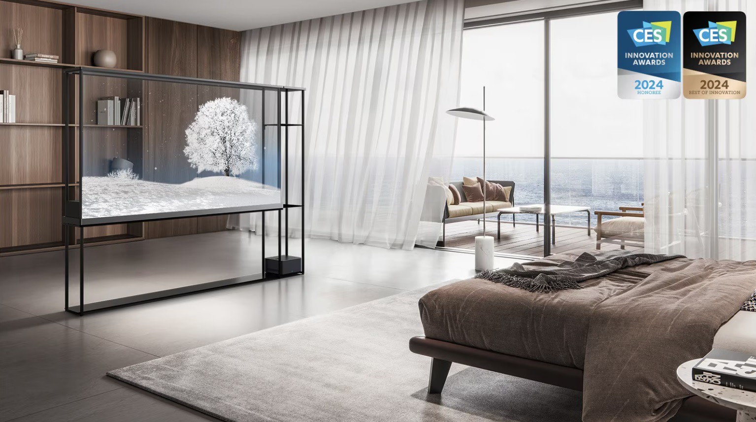 Transparent TV brings luxury and sophistication.