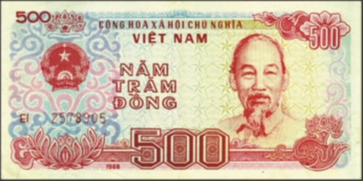 Tờ 500 đồng hiện nay là tờ tiền có mệnh giá nhỏ thứ ba trong hệ thống tiền tệ của Việt Nam, đang được lưu hành. Tờ tiền được phát hành vào ngày 15/8/1989. Ảnh: SBV