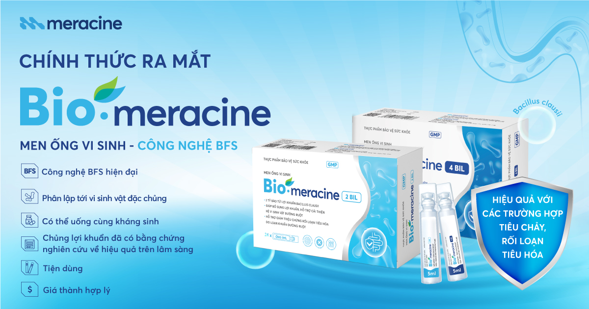 TPBVSK men ống vi sinh Bio-meracine giúp duy trì đường ruột khỏe mạnh, phục hồi hệ vi sinh vật đường ruột, từ đó bảo vệ chống lại rối loạn đường ruột hiệu quả.