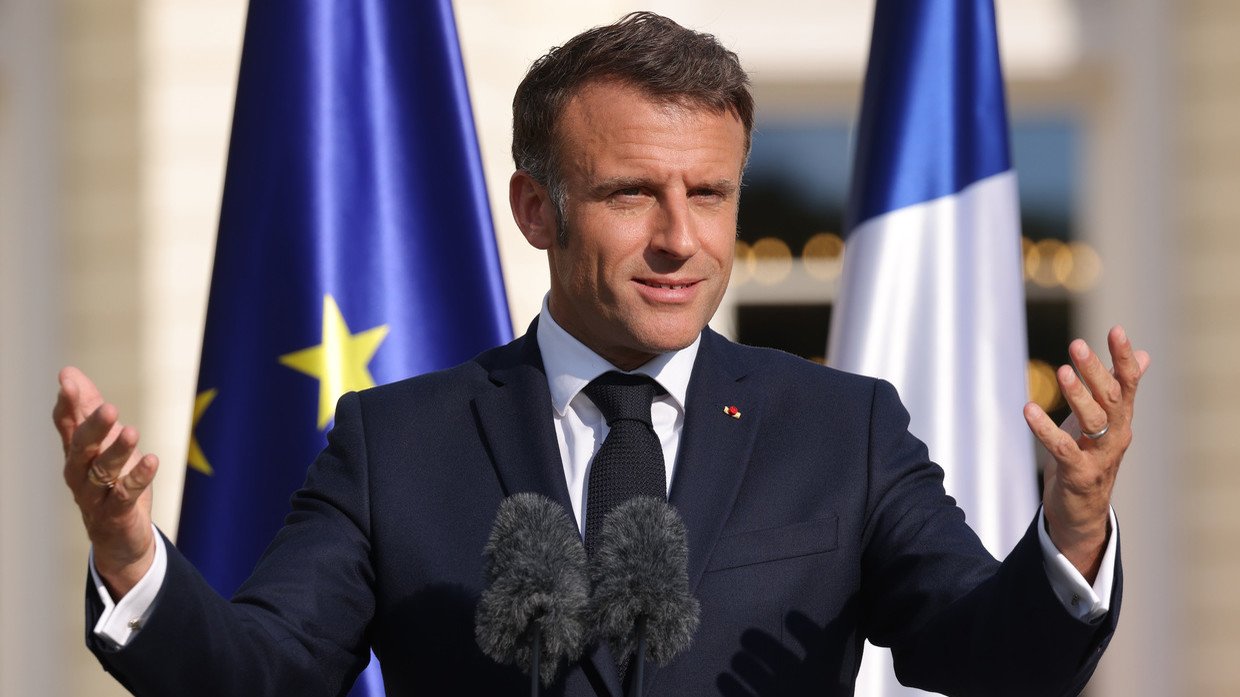 Tổng thống Pháp Emmanuel Macron phát biểu ở Berlin, Đức, vào ngày 26/5/2024.