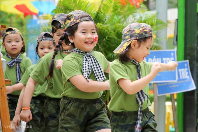 Học sinh trường mầm non công lập Bình Minh, quận Hải Châu, Đà Nẵng, năm 2021. Ảnh: Nguyễn Đông