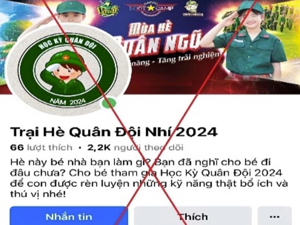 Một trang fanpage về chương trình trại hè quân đội nhí được khuyến cáo nguy cơ lừa đảo