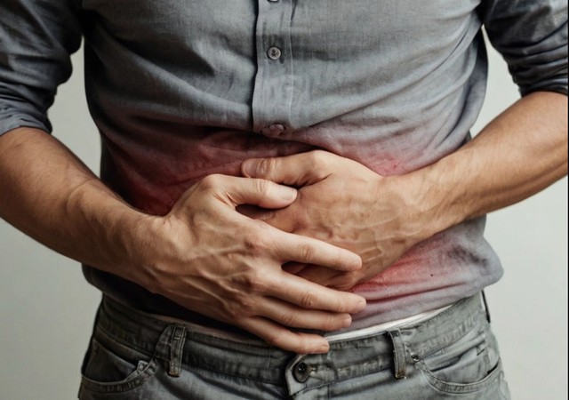 Các cơn đau bụng bất thường có thể là một dấu hiệu cảnh báo ung thư ruột kết - Ảnh đồ họa AI