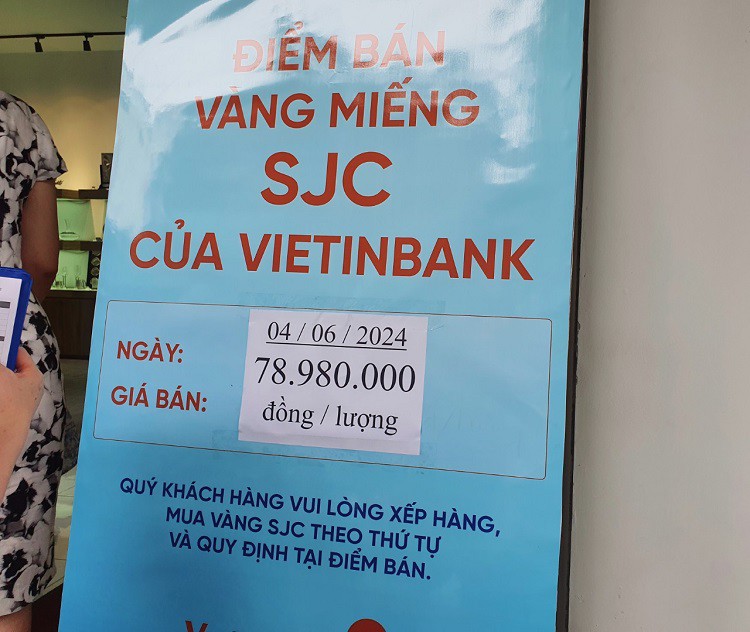 Giá bán vàng miếng sáng nay tại Vietinbank.