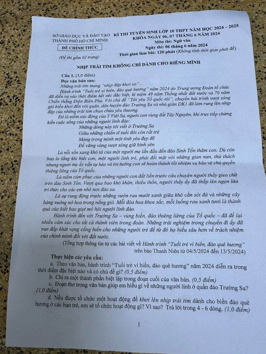 Giáo viên nhận xét: ‘Đề Văn thi vào lớp 10 luôn gây bất ngờ’ - 1