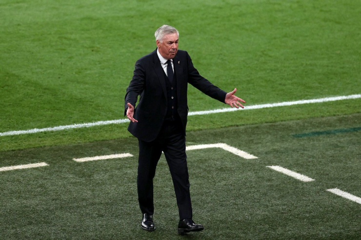 Ancelotti bình thản, không ăn mừng khi học trò mở tỷ số trước Dortmund trên sân Wembley, London, Anh, tối 1/6.