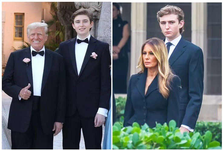 Dù lựa chọn kiểu trang phục có phần "cứng nhắc" so với lứa tuổi thanh niên nhưng Barron Trump vẫn đẹp hút hồn.