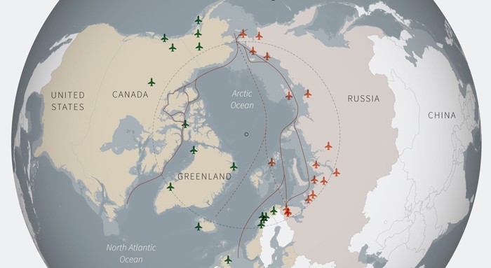Bố trí các cơ sở quân sự của NATO và Nga quanh Bắc Cực
