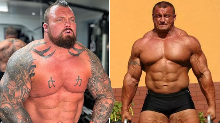 Hall (trái) gạ đấu "Thần sức mạnh" Pudzianowski (phải)