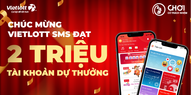 Vietlott SMS đã chính thức có 2 triệu tài khoản người chơi.