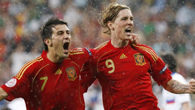 Cặp tiền đạo Fernando Torres - David Villa tỏa sáng rực rỡ tại EURO 2008.