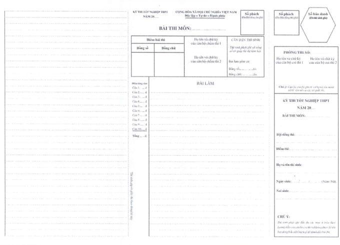 Mẫu giấy thi tự luận năm 2024.