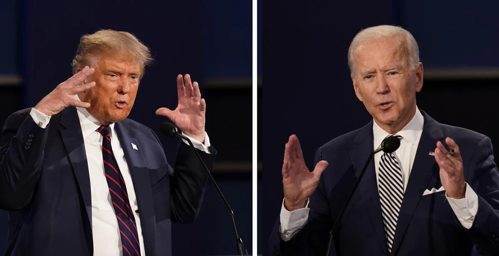 Tổng thống Mỹ Joe Biden (phải) và cựu Tổng thống Mỹ Donald Trump. Ảnh: AP