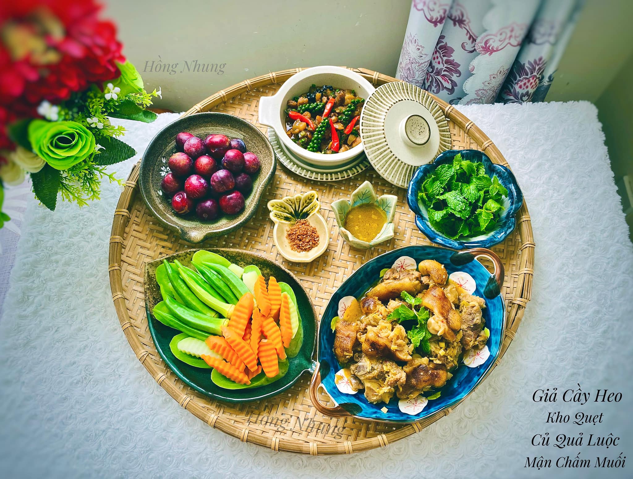 Giả cầy - Kho quẹt- Rau củ luộc