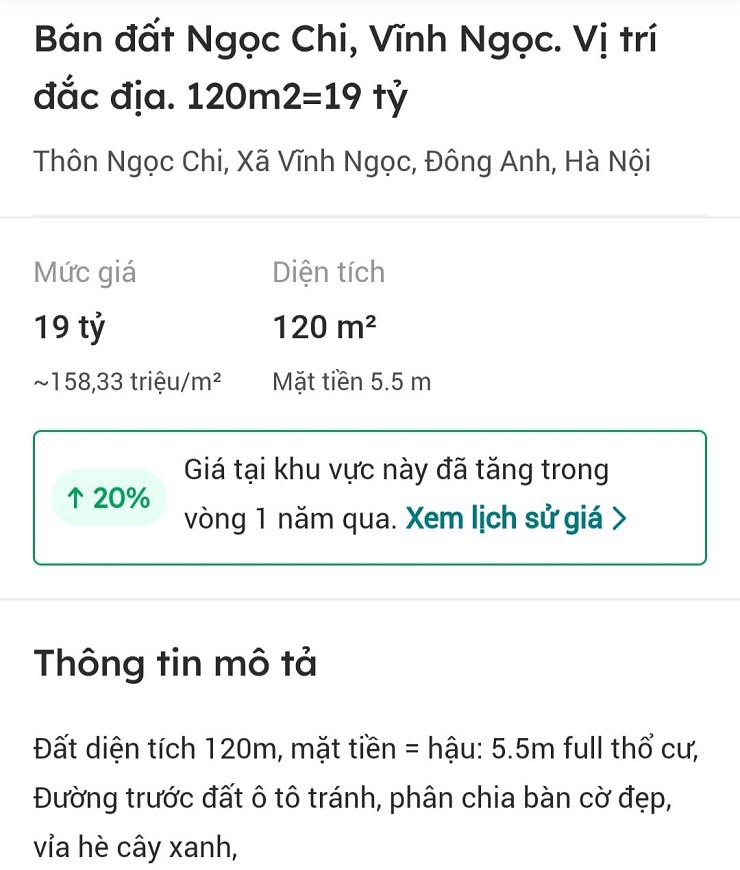 Những lô đất có vị trí đẹp, đường lớn có mức giá rao bán tới 200 triệu/m2