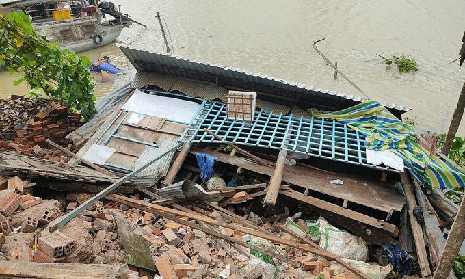 Hiện trường vụ sạt lở ở sông Ông Chưởng. Ảnh: Nguyễn Khánh