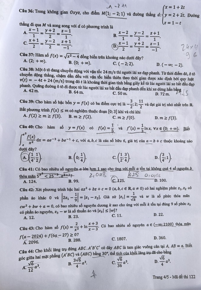 Đề Toán thi tốt nghiệp THPT năm 2024 - 4