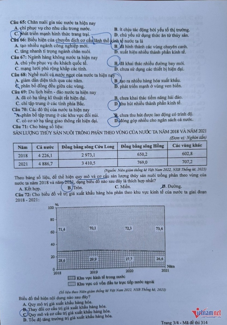 Đề thi môn Địa lý tốt nghiệp THPT 2024 - 3