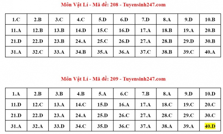 Đáp án tham khảo môn Vật lý thi tốt nghiệp THPT năm 2024 - 24 mã đề - 6