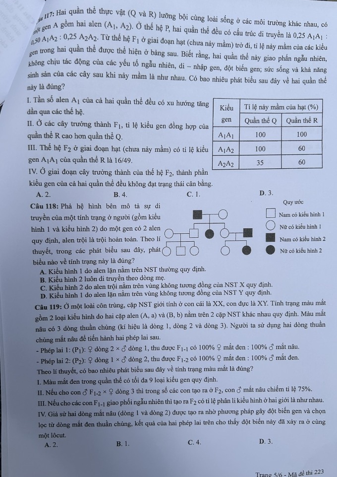 Đề và đáp án môn Sinh thi tốt nghiệp THPT 2024 - 5