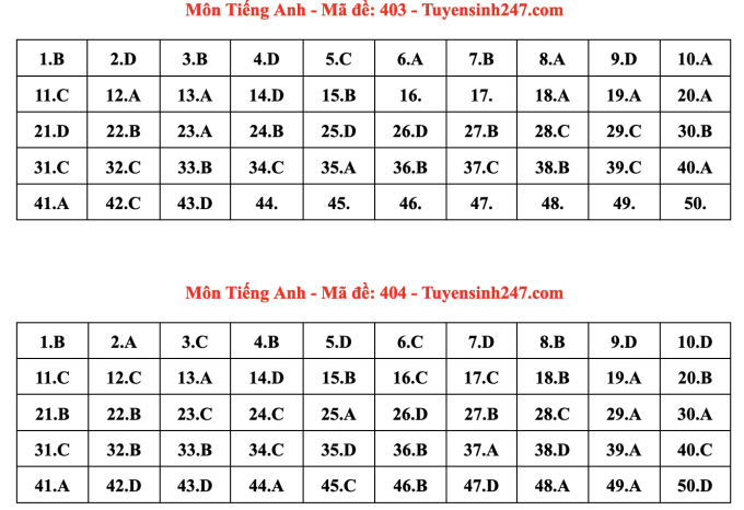 Đáp án 24 mã đề thi Tiếng Anh tốt nghiệp THPT 2024 - 3