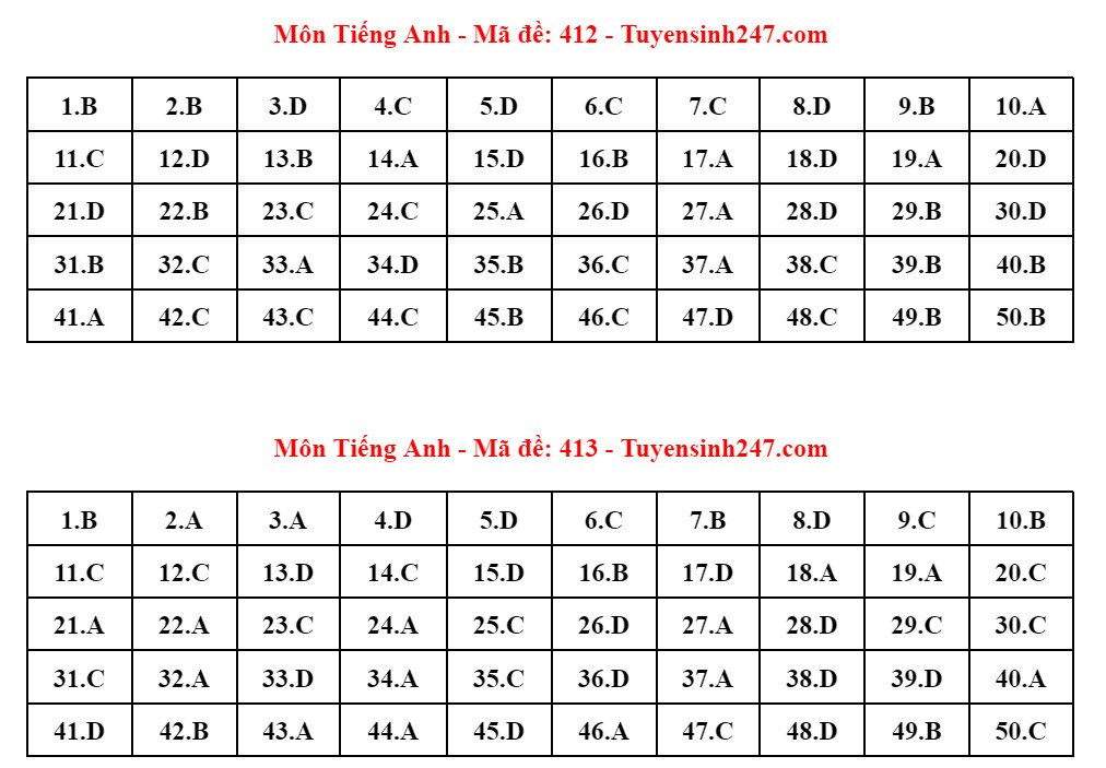 Đáp án 24 mã đề thi Tiếng Anh tốt nghiệp THPT 2024 - 9