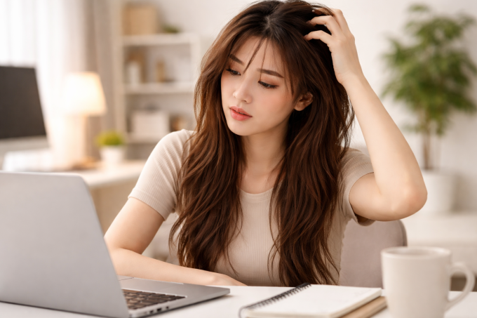 Vuốt t&oacute;c, chạm tay l&ecirc;n t&oacute;c qu&aacute; nhiều lần trong ng&agrave;y cũng khiến t&oacute;c c&oacute; xu hướng nhanh bết, tiết dầu nhiều hơn.