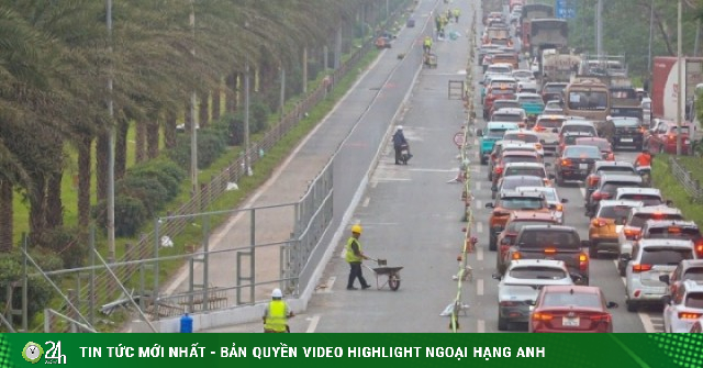 Rào chắn thi công metro số 5, Đại lộ Thăng Long tắc dài